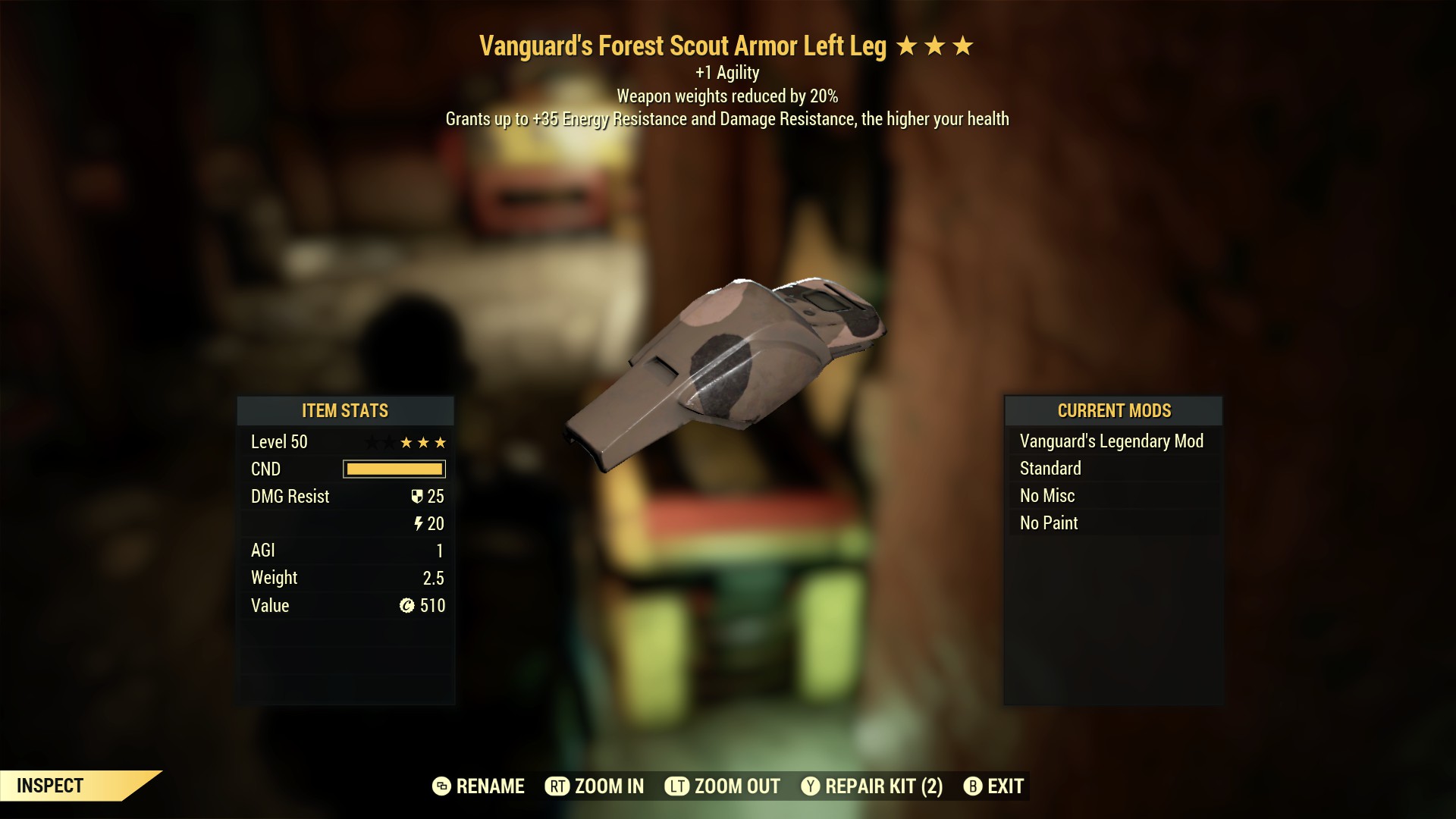 Vanguard's Forest Scout Armor Left Leg