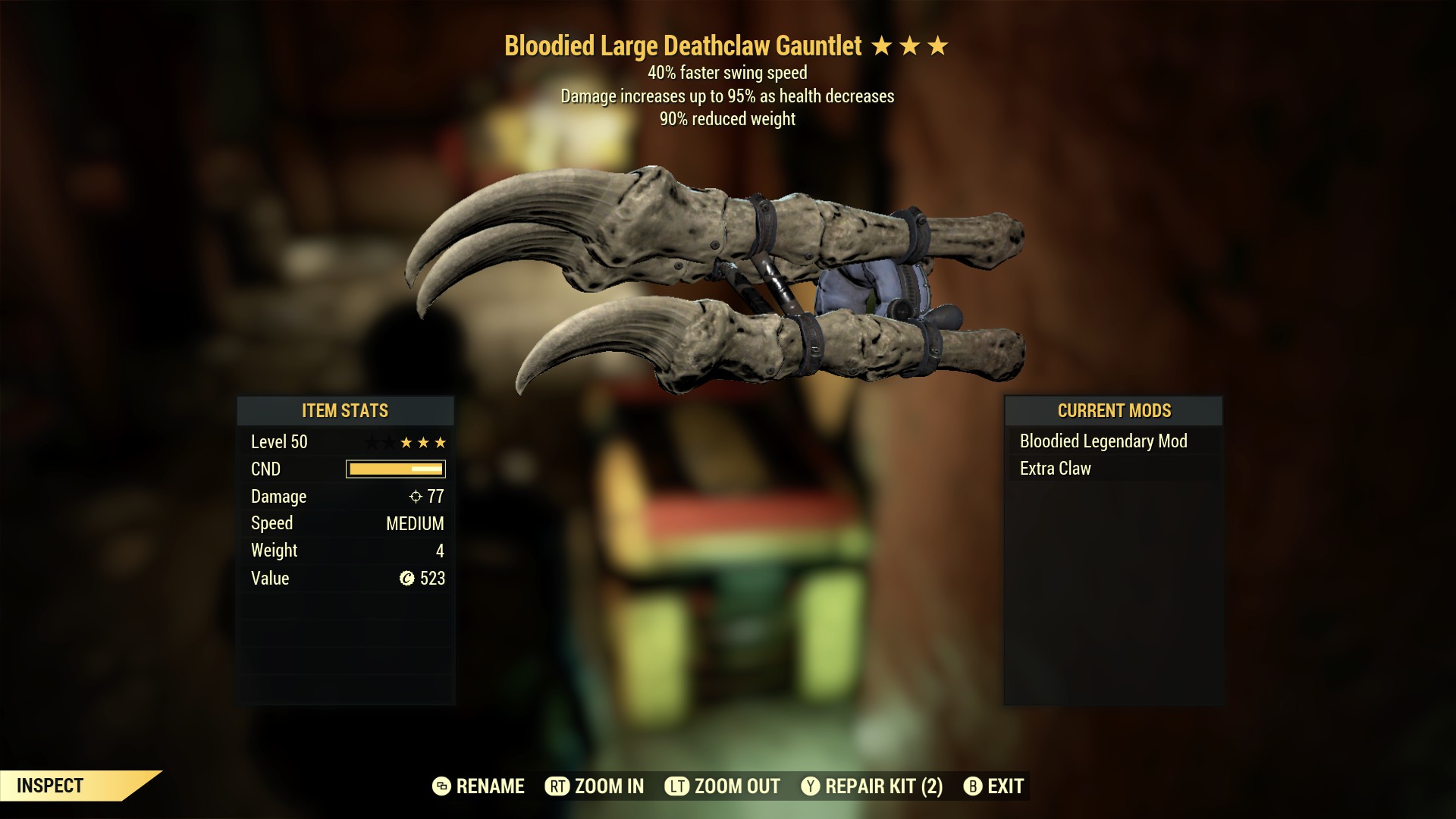 Bloodied Large Deathclaw Gauntlet