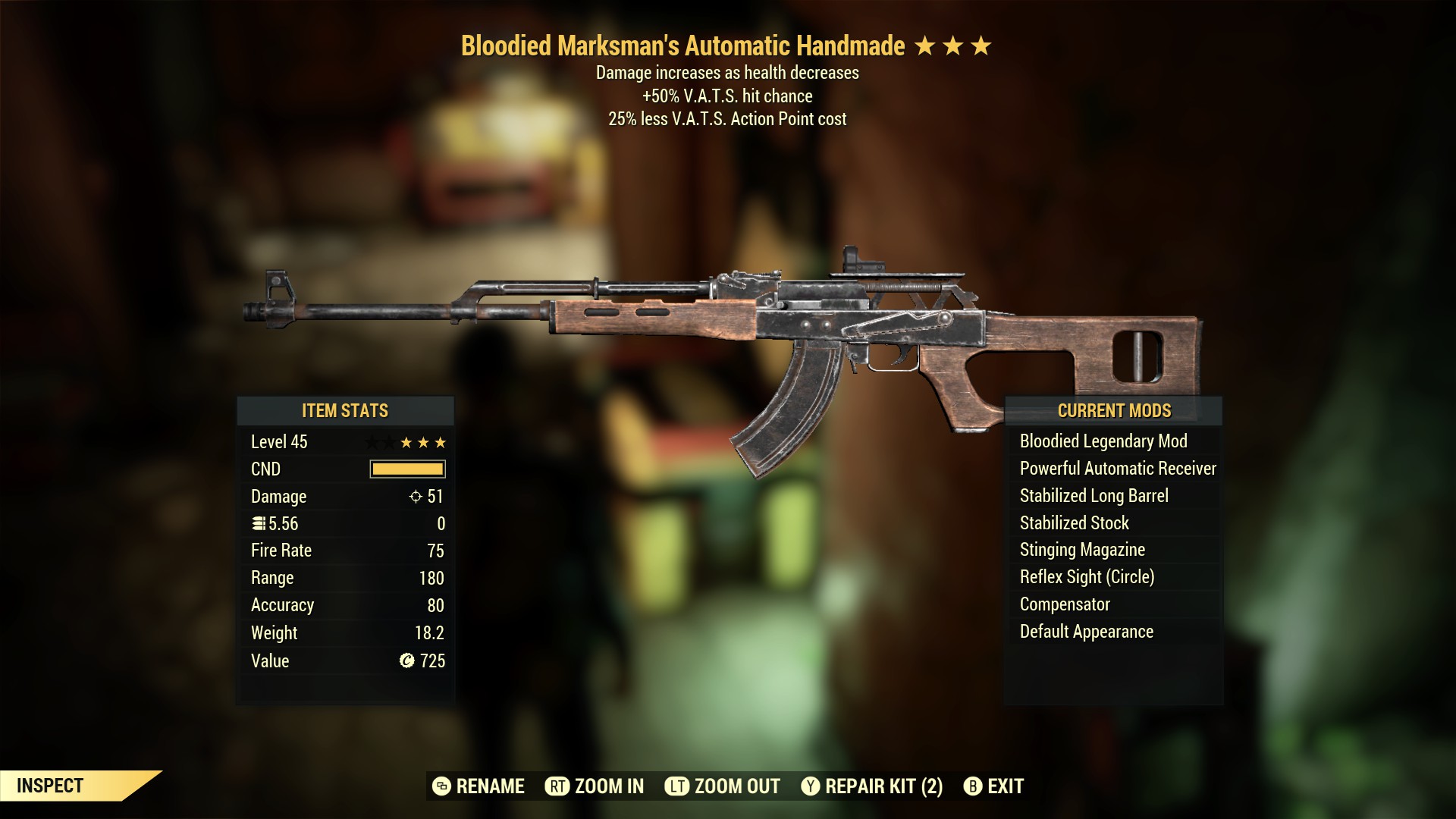 Bloodied Marksman`s Automatic Handmade