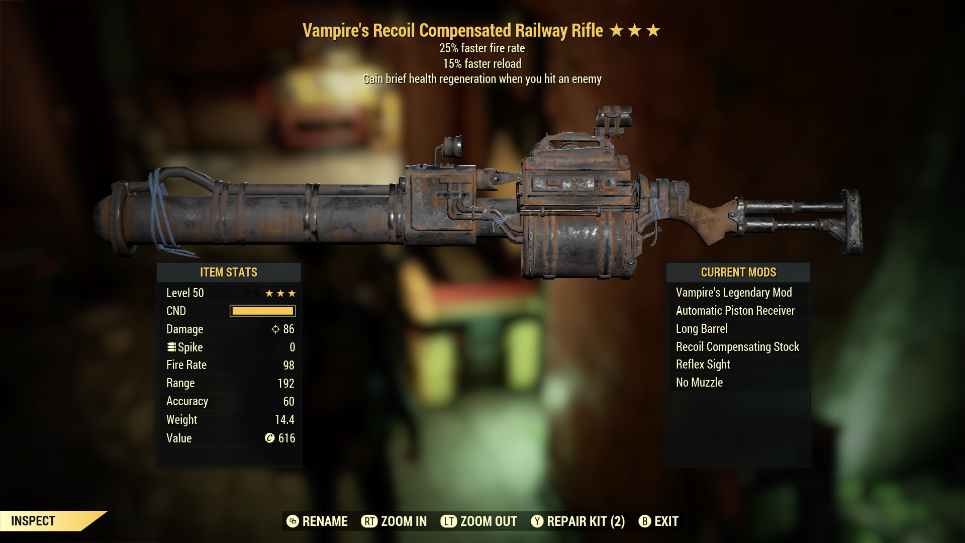 Vampire's Recoil Compensated Railway Rifle