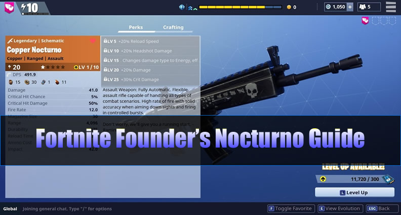 fortnite founder s nocturno guide basic info vs other weapons - is fortnite 50 vs 50 free