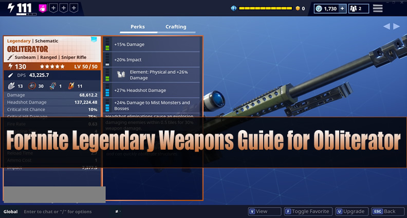 Fortnite Legendary Weapons Guide For Obliterator U4gm Com - czecher