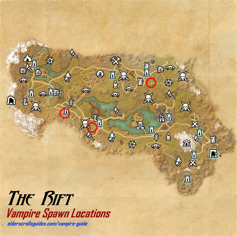 The Way To Become A Vampire Easily In The Elder Scrolls Online Eso   The Rift Vampire Spawn Locations Map 1540196560 